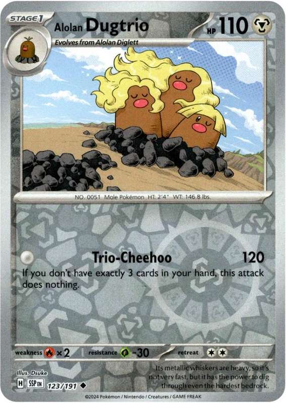Pokemon Trading Card Game - Alolan Dugtrio [Reverse Holo] #123 Pokemon Surging Sparks