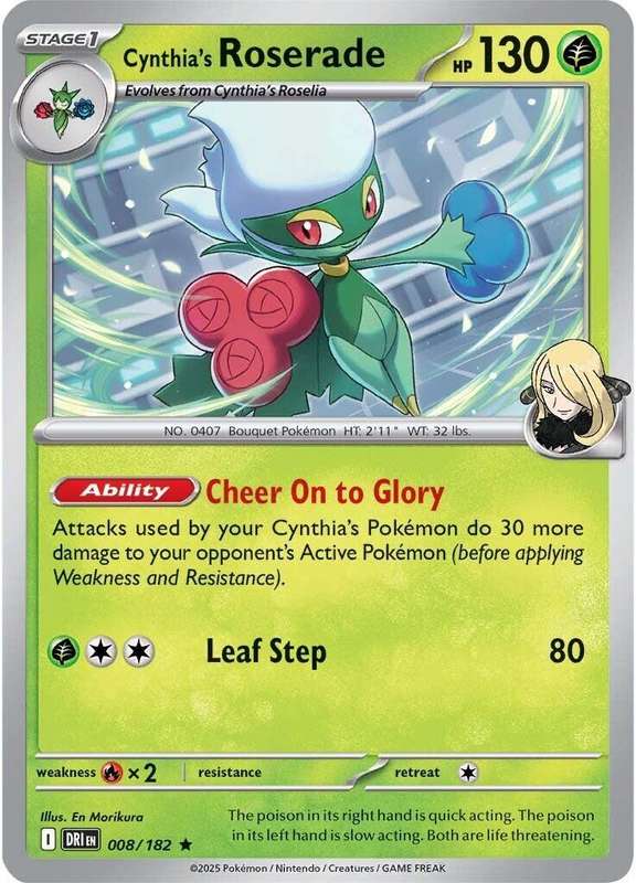 Pokemon Trading Card Game - Cynthia's Roserade #8 Pokemon Destined Rivals - Holo Rare