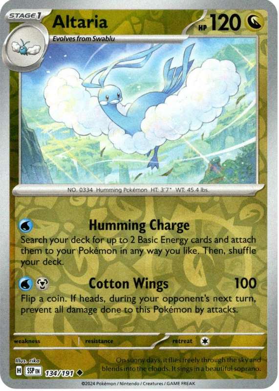 Pokemon Trading Card Game - Altaria [Reverse Holo] #134 Pokemon Surging Sparks