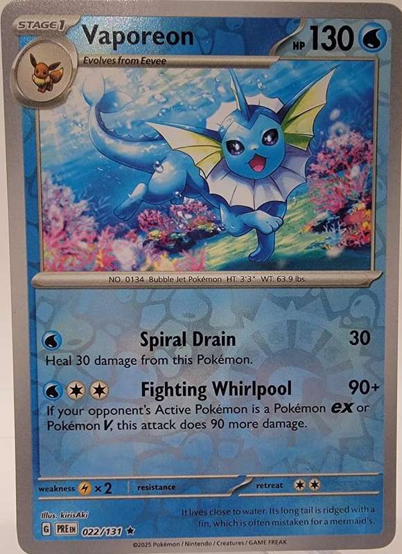 Pokemon Trading Card Game - Vaporeon [Reverse] #22  - Prismatic Evolutions