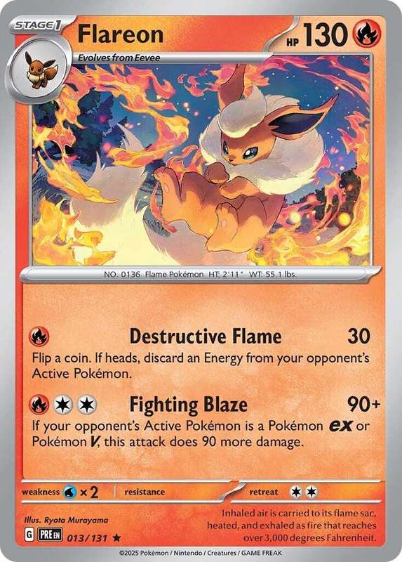 Pokemon Trading Card Game - Flareon #13 Pokemon Prismatic Evolutions (Holo Rare)