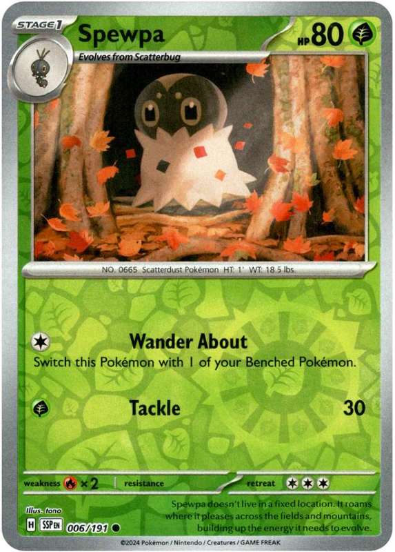 Pokemon Trading Card Game - Spewpa [Reverse Holo] #6 Pokemon Surging Sparks