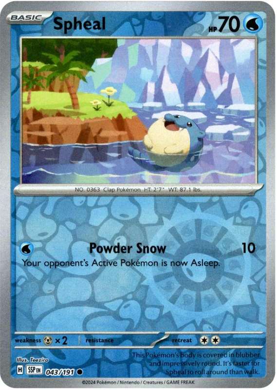 Pokemon Trading Card Game - Spheal [Reverse Holo] #43 Pokemon Surging Sparks