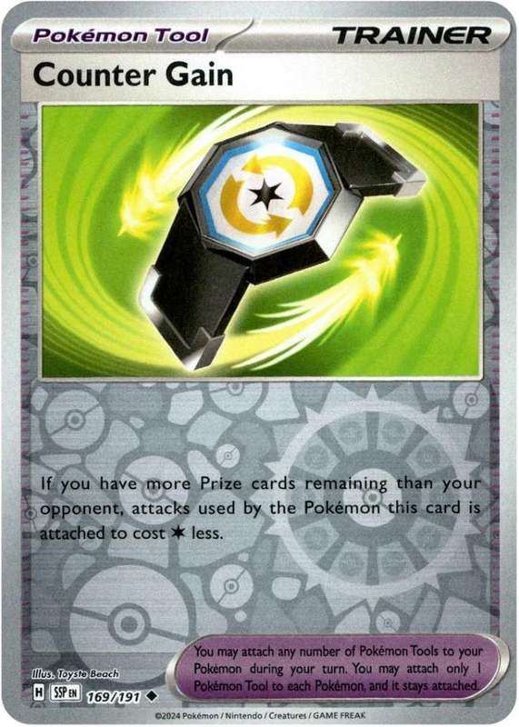 Pokemon Trading Card Game - Counter Gain [Reverse Holo] #169 Pokemon Surging Sparks