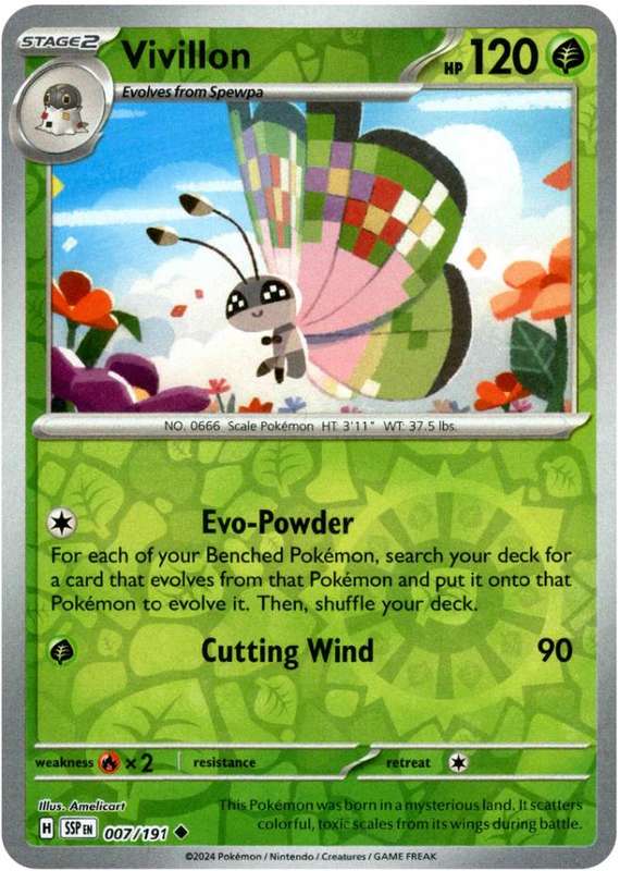 Pokemon Trading Card Game - Vivillon [Reverse Holo] #7 Pokemon Surging Sparks