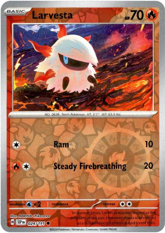 Pokemon Trading Card Game - Larvesta [Reverse Holo] #24 Pokemon Surging Sparks