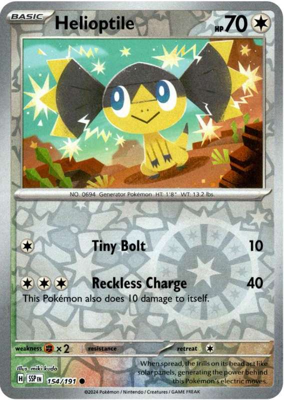 Pokemon Trading Card Game - Helioptile [Reverse Holo] #154 Pokemon Surging Sparks