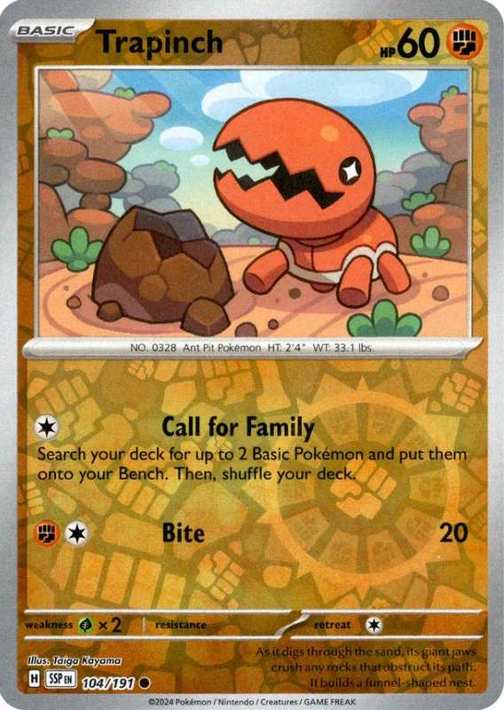 Pokemon Trading Card Game - Trapinch [Reverse Holo] #104 Pokemon Surging Sparks