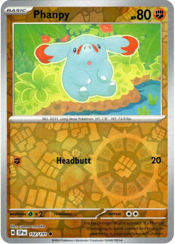 Pokemon Trading Card Game - Phanpy [Reverse Holo] #102 Pokemon Surging Sparks