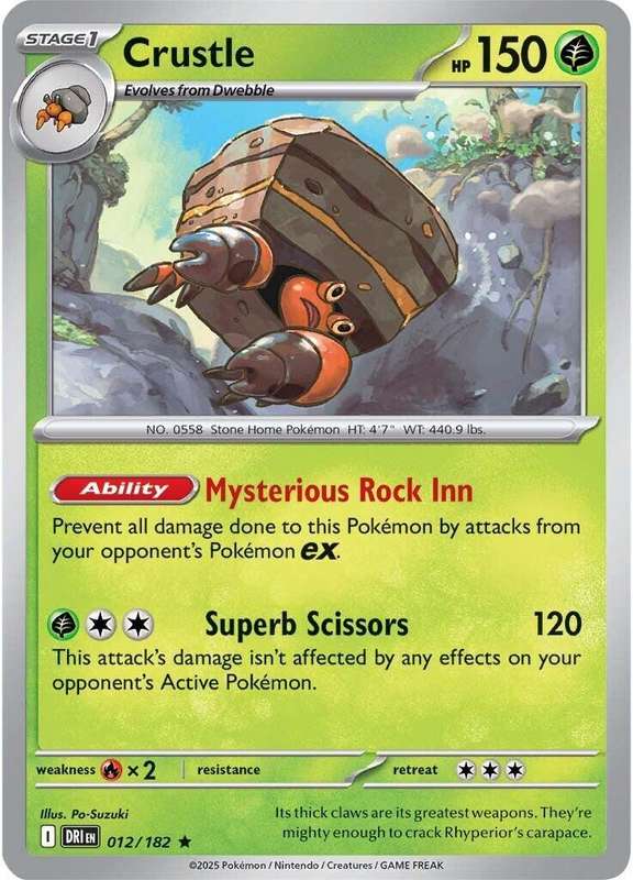 Pokemon Trading Card Game - Crustle #12 Pokemon Destined Rivals - Holo Rare
