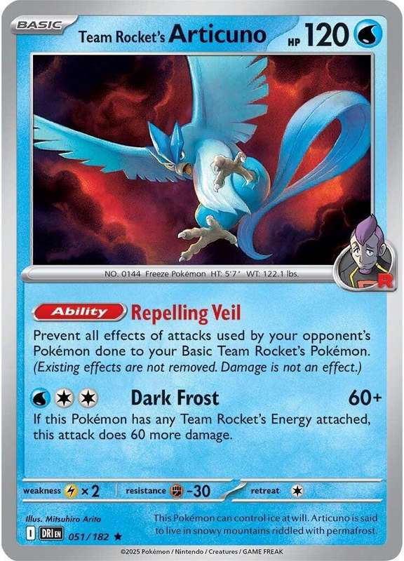 Pokemon Trading Card Game - Team Rocket's Articuno #51 Pokemon Destined Rivals - Holo Rare