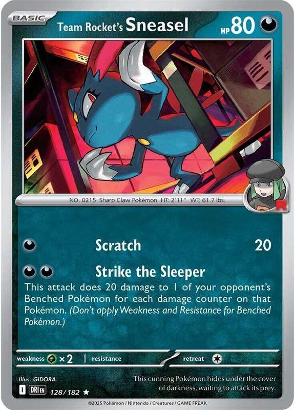 Pokemon Trading Card Game - Team Rocket's Sneasel #128 Pokemon Destined Rivals - Holo Rare