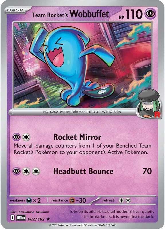 Pokemon Trading Card Game - Team Rocket's Wobbuffet #82 Pokemon Destined Rivals - Holo Rare