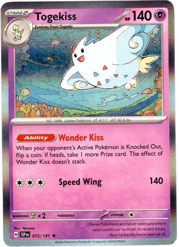 Pokemon Trading Card Game - Togekiss #72 Pokemon Surging Sparks - Holo Rare