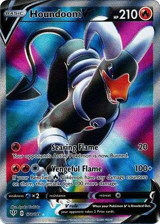 Pokemon Trading Card Game - Houndoom V - 178/189 - Full Art Ultra Rare Sword & Shield: Darkness Abla