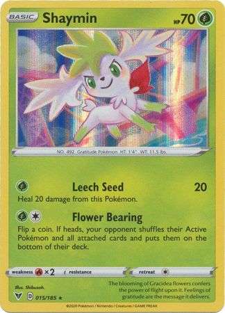 Pokemon Trading Card Game - Shaymin - 015/185 - Holo Rare Sword & Shield: Vivid Voltage