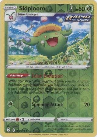 Pokemon Trading Card Game - Skiploom - 003/203 - Uncommon Reverse Holo Sword & Shield: Evolving Skie