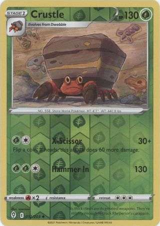 Pokemon Trading Card Game - Crustle - 012/203 - Uncommon Reverse Holo Sword & Shield: Evolving Skies