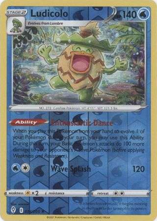 Pokemon Trading Card Game - Ludicolo - 034/203 - Holo Rare Reverse Holo Sword & Shield: Evolving Ski