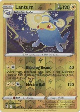 Pokemon Trading Card Game - Lanturn - 053/203 - Uncommon Reverse Holo Sword & Shield: Evolving Skies