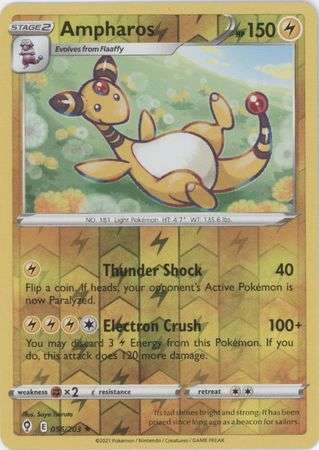 Pokemon Trading Card Game - Ampharos - 056/203 - Rare Reverse Holo Sword & Shield: Evolving Skies
