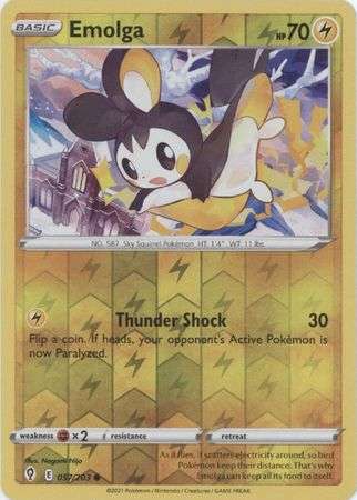 Pokemon Trading Card Game - Emolga - 057/203 - Common Reverse Holo Sword & Shield: Evolving Skies