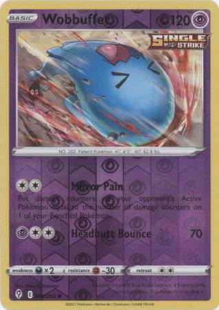 Pokemon Trading Card Game - Wobbuffet - 066/203 - Common Reverse Holo Sword & Shield: Evolving Skies