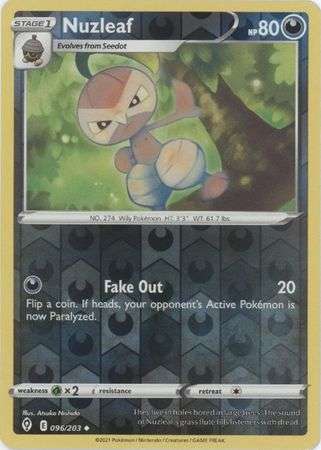 Pokemon Trading Card Game - Nuzleaf - 096/203 - Uncommon Reverse Holo Sword & Shield: Evolving Skies
