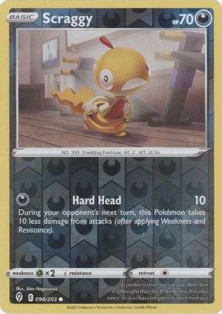 Pokemon Trading Card Game - Scraggy - 098/203 - Common Reverse Holo Sword & Shield: Evolving Skies