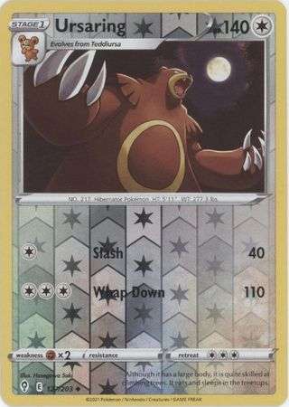 Pokemon Trading Card Game - Ursaring - 127/203 - Uncommon Reverse Holo Sword & Shield: Evolving Skie