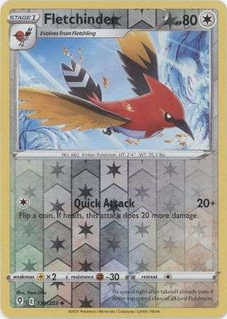 Pokemon Trading Card Game - Fletchinder - 139/203 - Uncommon Reverse Holo Sword & Shield: Evolving S