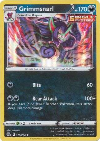 Pokemon Trading Card Game - Grimmsnarl - 178/264 - Holo Rare Sword & Shield: Fusion Strike