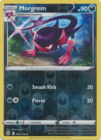 Pokemon Trading Card Game - Morgrem - 093/172 - Uncommon Reverse Holo Sword & Shield: Brilliant Star