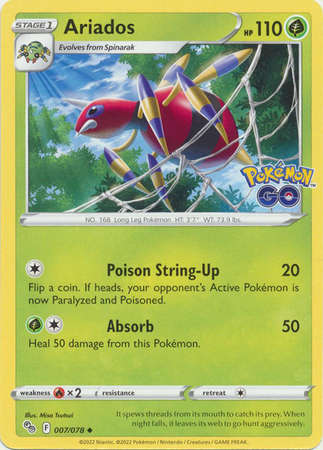 Pokemon Trading Card Game - Ariados - 007/078 - Uncommon Pokemon Go