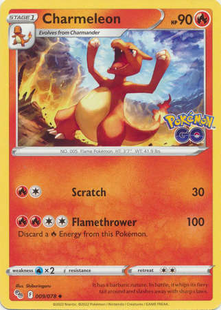 Pokemon Trading Card Game - Charmeleon - 009/078 - Uncommon Pokemon Go