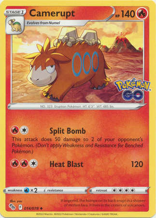 Pokemon Trading Card Game - Camerupt - 014/078 - Uncommon Pokemon Go