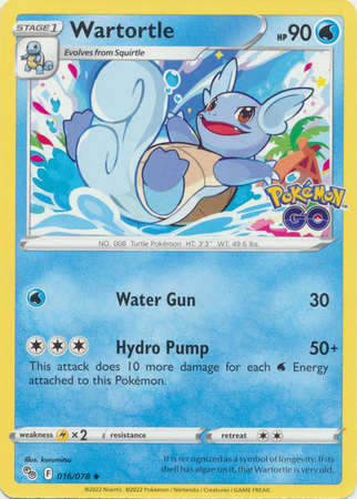 Pokemon Trading Card Game - Wartortle - 016/078 - Uncommon Pokemon Go