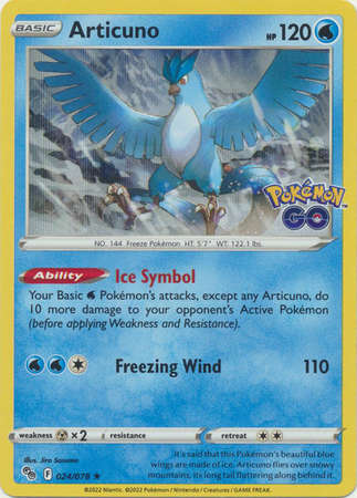 Pokemon Trading Card Game - Articuno - 024/078 - Holo Rare Pokemon Go