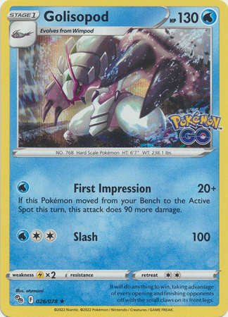 Pokemon Trading Card Game - Golisopod - 026/078 - Holo Rare Pokemon Go