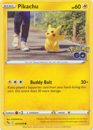 Pokemon Trading Card Game - Pikachu - 027/078 - Common Pokemon Go