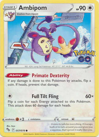Pokemon Trading Card Game - Ambipom - 057/078 - Common Pokemon Go