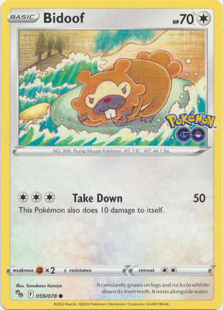 Pokemon Trading Card Game - Bidoof - 059/078 - Common Pokemon Go