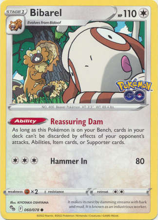 Pokemon Trading Card Game - Bibarel - 060/078 - Common Pokemon Go