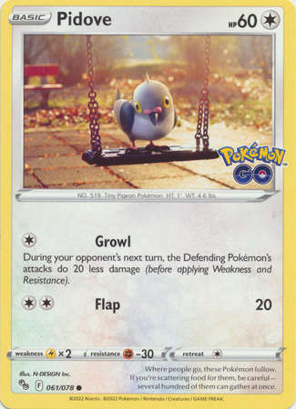 Pokemon Trading Card Game - Pidove - 061/078 - Common Pokemon Go