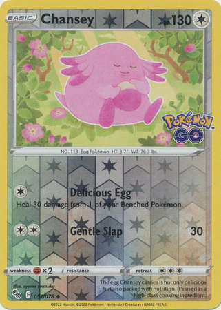 Pokemon Trading Card Game - Chansey - 051/078 - Uncommon Reverse Holo Pokemon Go