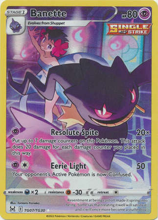 Pokemon Trading Card Game - Banette - TG07/TG30 - Holo Rare Sword & Shield: Lost Origin