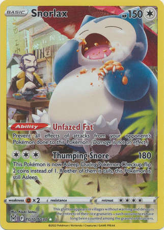 Pokemon Trading Card Game - Snorlax - TG10/TG30 - Holo Rare Sword & Shield: Lost Origin