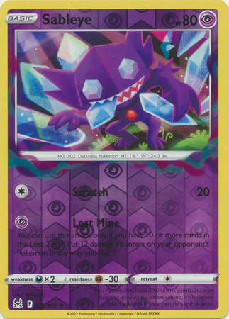 Pokemon Trading Card Game - Sableye - 070/196 - Holo Rare Reverse Holo Sword & Shield: Lost Origin