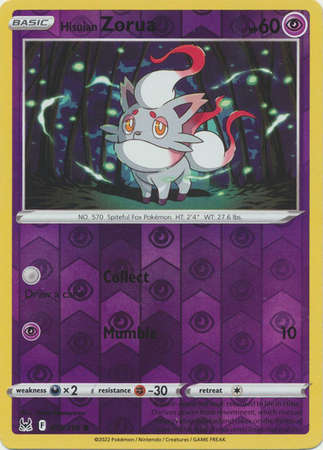 Pokemon Trading Card Game - Hisuian Zorua - 075/196 - Common Reverse Holo Sword & Shield: Lost Origi