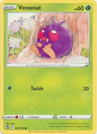 Pokemon Trading Card Game - Venonat - 001/195 - Common Sword & Shield: Silver Tempest